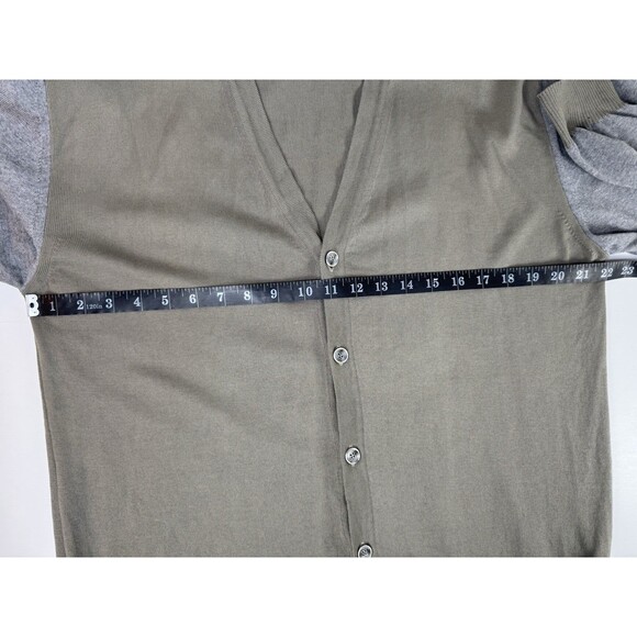 Emile Lafaurie Men XL Cardigan Sweater Made in Italy Olive Green Gray Colorblock - Picture 9 of 14
